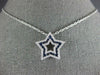 ESTATE .93CT DIAMOND & AAA SAPPHIRE 18KT WHITE GOLD 3D CLASSIC STAR LOVE PENDANT