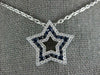 ESTATE .93CT DIAMOND & AAA SAPPHIRE 18KT WHITE GOLD 3D CLASSIC STAR LOVE PENDANT