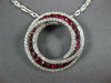 LARGE 1.25CT DIAMOND & AAA RUBY 18KT WHITE GOLD 3D CIRCULAR INTERTWINING PENDANT