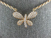 ESTATE .37CT DIAMOND 18KT ROSE GOLD 3D CLASSIC BUTTERFLY LOVE NECKLACE