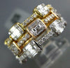 WIDE 1.26CT DIAMOND 18KT TRI COLOR GOLD ROUND & BAGUETTE STACKABLE ETERNITY RING