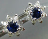 ESTATE 1.20CT DIAMOND & AAA SAPPHIRE 18K WHITE GOLD 3D FLOWER STAR STUD EARRINGS
