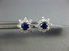 ESTATE 1.20CT DIAMOND & AAA SAPPHIRE 18K WHITE GOLD 3D FLOWER STAR STUD EARRINGS