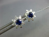 ESTATE 1.20CT DIAMOND & AAA SAPPHIRE 18K WHITE GOLD 3D FLOWER STAR STUD EARRINGS