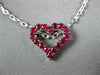 ESTATE .71CT AAA RUBY 18KT WHITE GOLD 3D CLASSIC OPEN HEART LOVE PENDANT