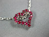 ESTATE .71CT AAA RUBY 18KT WHITE GOLD 3D CLASSIC OPEN HEART LOVE PENDANT