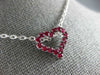 ESTATE .71CT AAA RUBY 18KT WHITE GOLD 3D CLASSIC OPEN HEART LOVE PENDANT