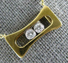ESTATE .11CT DIAMOND 18KT 2 TONE GOLD 3D 2 STONE ETOILE FLOATING LOVE PENDANT