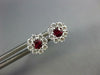 ESTATE .63CT DIAMOND & AAA RUBY 18KT WHITE GOLD 3D INVISBLE FLOWER STUD EARRINGS