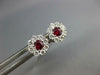 ESTATE .63CT DIAMOND & AAA RUBY 18KT WHITE GOLD 3D INVISBLE FLOWER STUD EARRINGS
