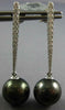 ESTATE LARGE .43CT DIAMOND & AAA TAHITIAN PEARL 18KT WHITE GOLD HANGING EARRINGS
