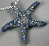 ESTATE EXTRA LARGE 2.80CT AAA SAPPHIRE 18KT WHITE GOLD 3D STAR FISH FUN PENDANT
