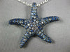 ESTATE EXTRA LARGE 2.80CT AAA SAPPHIRE 18KT WHITE GOLD 3D STAR FISH FUN PENDANT