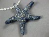 ESTATE EXTRA LARGE 2.80CT AAA SAPPHIRE 18KT WHITE GOLD 3D STAR FISH FUN PENDANT