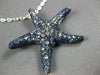 ESTATE EXTRA LARGE 2.80CT AAA SAPPHIRE 18KT WHITE GOLD 3D STAR FISH FUN PENDANT