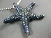 ESTATE EXTRA LARGE 2.80CT AAA SAPPHIRE 18KT WHITE GOLD 3D STAR FISH FUN PENDANT