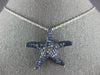 ESTATE EXTRA LARGE 2.80CT AAA SAPPHIRE 18KT WHITE GOLD 3D STAR FISH FUN PENDANT