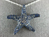 ESTATE EXTRA LARGE 2.80CT AAA SAPPHIRE 18KT WHITE GOLD 3D STAR FISH FUN PENDANT