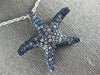 ESTATE EXTRA LARGE 2.80CT AAA SAPPHIRE 18KT WHITE GOLD 3D STAR FISH FUN PENDANT