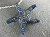 ESTATE EXTRA LARGE 2.80CT AAA SAPPHIRE 18KT WHITE GOLD 3D STAR FISH FUN PENDANT