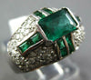 WIDE 2.20CT DIAMOND & AAA EMERALD 14KT WHITE GOLD 3D BEZEL CROSS ENGAGEMENT RING