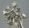 ESTATE LARGE .88CT DIAMOND 14KT WHITE GOLD 3D PRINCESS SNOW FLAKE LOVE RING