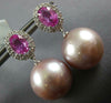 LARGE 2.32CT DIAMOND & SOUTH SEA PEARL & PINK SAPPHIRE 18KT WHITE GOLD EARRINGS