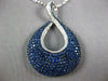 EXTRA LARGE 4.12CT DIAMOND & AAA SAPPHIRE 18KT WHITE GOLD TEAR DROP LOVE PENDANT