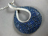 EXTRA LARGE 4.12CT DIAMOND & AAA SAPPHIRE 18KT WHITE GOLD TEAR DROP LOVE PENDANT