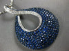 EXTRA LARGE 4.12CT DIAMOND & AAA SAPPHIRE 18KT WHITE GOLD TEAR DROP LOVE PENDANT