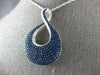 EXTRA LARGE 4.12CT DIAMOND & AAA SAPPHIRE 18KT WHITE GOLD TEAR DROP LOVE PENDANT