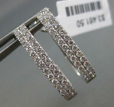 ESTATE WIDE .66CT DIAMOND 18KT WHITE GOLD CLASSIC 2 ROW CLIP ON HANGING EARRINGS