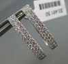 ESTATE WIDE .66CT DIAMOND 18KT WHITE GOLD CLASSIC 2 ROW CLIP ON HANGING EARRINGS