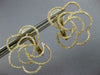 LARGE 1.03CT DIAMOND 18K YELLOW GOLD FLOWER OPEN FILIGREE HEART CLIP ON EARRINGS
