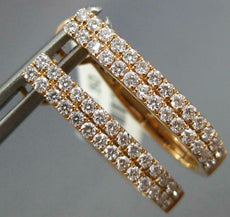 ESTATE WIDE .67CT DIAMOND 18KT ROSE GOLD CLASSIC 2 ROW CLIP ON HANGING EARRINGS