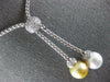 LARGE DIAMOND & WHITE & GOLDEN SOUTH SEA PEARL 18KT WHITE GOLD LARIAT NECKLACE