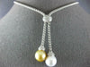 LARGE DIAMOND & WHITE & GOLDEN SOUTH SEA PEARL 18KT WHITE GOLD LARIAT NECKLACE