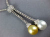 LARGE DIAMOND & WHITE & GOLDEN SOUTH SEA PEARL 18KT WHITE GOLD LARIAT NECKLACE