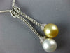 LARGE DIAMOND & WHITE & GOLDEN SOUTH SEA PEARL 18KT WHITE GOLD LARIAT NECKLACE