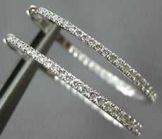 ESTATE .96CT DIAMOND 18K WHITE GOLD 3D OVAL 2mm INSIDE OUT HOOP HANGING EARRINGS