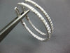 ESTATE .96CT DIAMOND 18K WHITE GOLD 3D OVAL 2mm INSIDE OUT HOOP HANGING EARRINGS