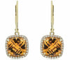 5.75CT DIAMOND & AAA CITRINE 14KT YELLOW GOLD CUSHION & ROUND HANGING EARRINGS