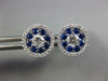 LARGE 1.03CT DIAMOND & AAA SAPPHIRE 18KT WHITE GOLD 3D HALO FLOWER STUD EARRINGS