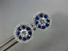 LARGE 1.03CT DIAMOND & AAA SAPPHIRE 18KT WHITE GOLD 3D HALO FLOWER STUD EARRINGS