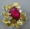 LARGE 2.38CT DIAMOND & RUBY 18KT YELLOW GOLD PEAR SHAPE MARQUISE & BAGUETTE RING