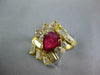 LARGE 2.38CT DIAMOND & RUBY 18KT YELLOW GOLD PEAR SHAPE MARQUISE & BAGUETTE RING