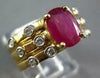 WIDE 1.02CT DIAMOND & AAA RUBY 14K YELLOW GOLD OVAL 3 ROW ETOILE ENGAGEMENT RING