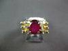 WIDE 1.02CT DIAMOND & AAA RUBY 14K YELLOW GOLD OVAL 3 ROW ETOILE ENGAGEMENT RING