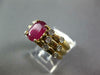 WIDE 1.02CT DIAMOND & AAA RUBY 14K YELLOW GOLD OVAL 3 ROW ETOILE ENGAGEMENT RING