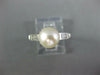 ESTATE .06CT DIAMOND & AAA SOUTH SEA PEARL PLATINUM 3D 3 STONE ENGAGEMENT RING